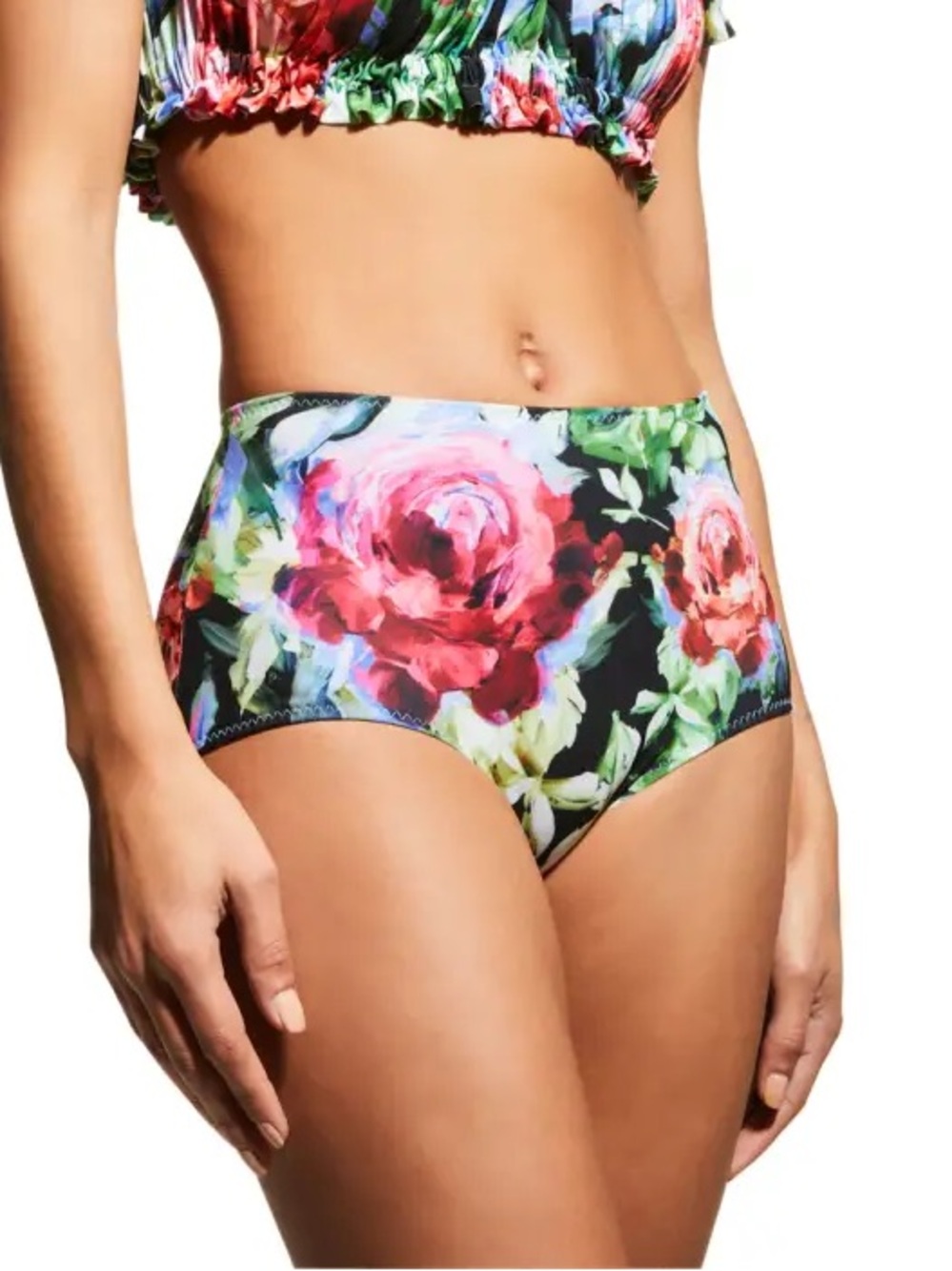 SALE NWT Norma Kamali boy panty high waist bikini bottom rose garden
